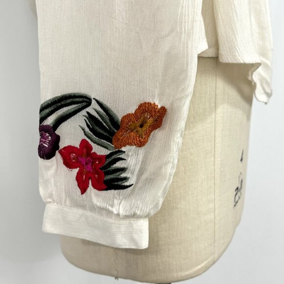 Lovers + Friends Womens White Floral Embroidered Off Shoulder Blouse Top Size L - Picture 5 of 10